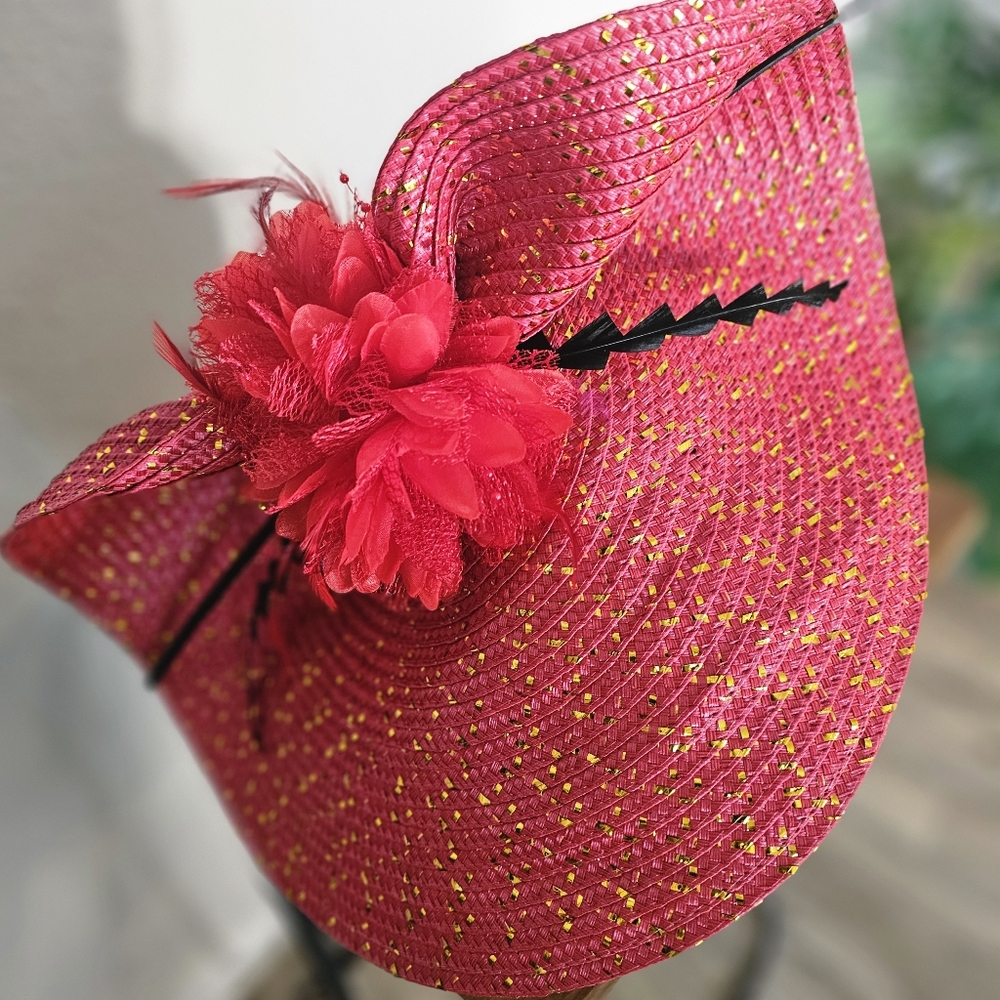 Elegant Red and Gold Women's Hat